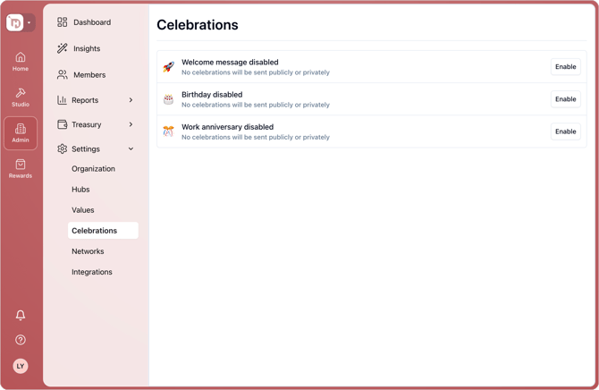 11 celebration settings
