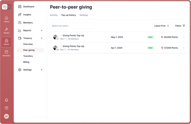 16 p2p top up history