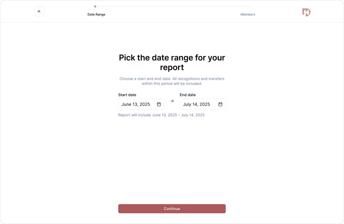 54 tax reports showing date range selection