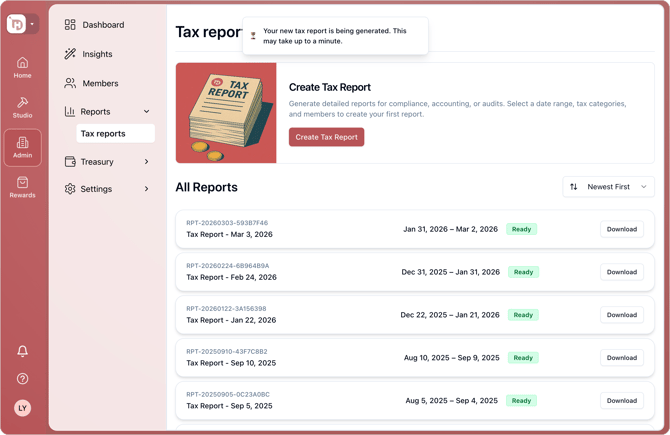 57 tax reports image showing exporting status]